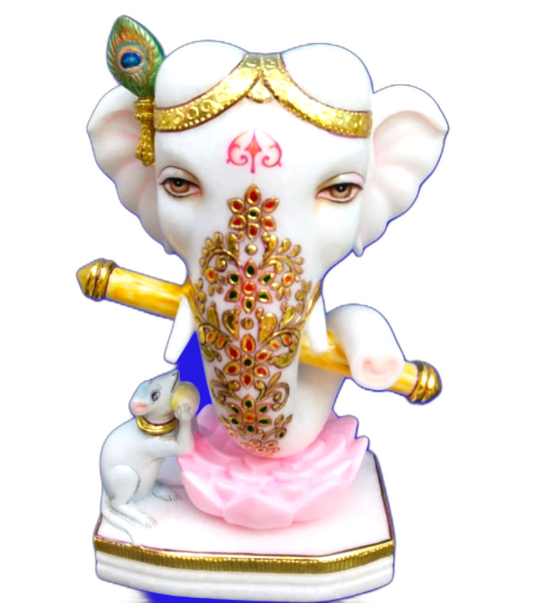 Ganesha Statue with flute photo 1